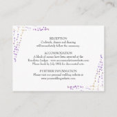 Paarse Floral Elegant Script Weddenschap Details Informatiekaartje (Achterkant)