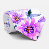 Paarse Floral Elegant Stropdas (Opgerold)