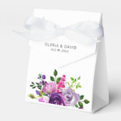 Paarse Floral Elegant Wedding Bedankdoosjes (Voorkant Zijde)