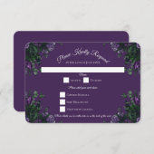 Paarse Floral Elegant Wedding Gothic Kaart (Voorkant / Achterkant)