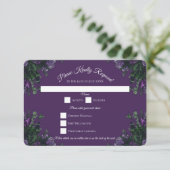 Paarse Floral Elegant Wedding Gothic Kaart (Staand voorkant)