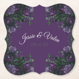 Paarse Floral Elegant Wedding Gothic Kartonnen Onderzetters
