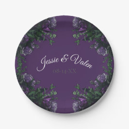 Paarse Floral Elegant Wedding Gothic Papieren Bordje