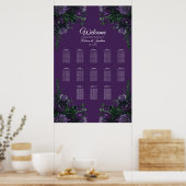 Paarse Floral Elegant Wedding Gothic Poster (Keuken)