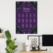 Paarse Floral Elegant Wedding Gothic Poster (Thuiskantoor)