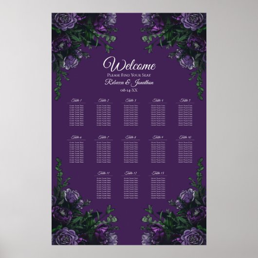 Paarse Floral Elegant Wedding Gothic Poster (Voorkant)