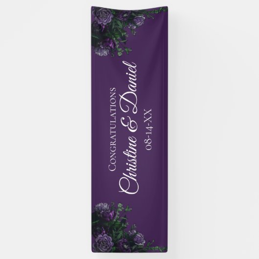 Paarse Floral Elegant Wedding Gothic Spandoek (Verticaal)