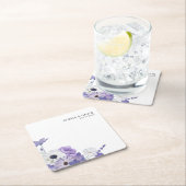 Paarse Floral Elegant Wedding Kartonnen Onderzetters (Insitu)