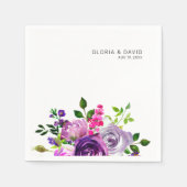 Paarse Floral Elegant Wedding Servet (Voorkant)