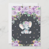 Paarse Floral Elephant 1e Birthday Chalkboard Kaart (Achterkant)