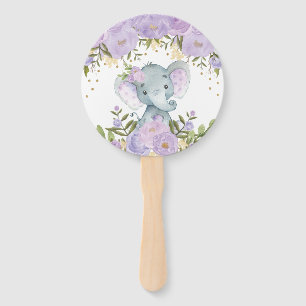 Paarse Floral Elephant Baby shower Birthday Handwaaier