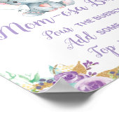 Paarse Floral Elephant Baby shower Momosa Bar Sign Poster (Hoek)