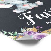 Paarse Floral Elephant Baby shower Party Favors Poster (Hoek)