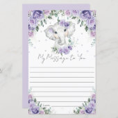 Paarse Floral Elephant Birthday Capsule Message (Voorkant / Achterkant)