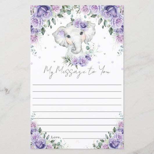 Paarse Floral Elephant Birthday Capsule Message (Voorkant)