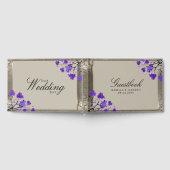 Paarse Floral en Antiek zilverhuwelijk Gastenboek (Volledig)