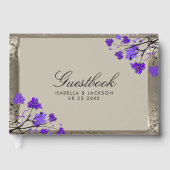 Paarse Floral en Antiek zilverhuwelijk Gastenboek (Voorkant)