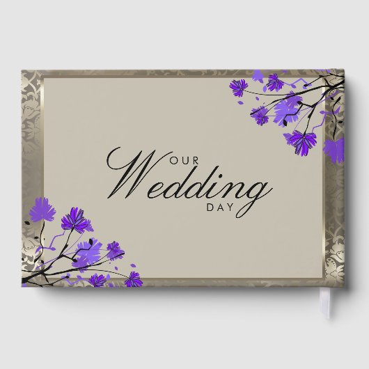 Paarse Floral en Antiek zilverhuwelijk Gastenboek (Achterkant)