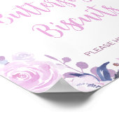 Paarse Floral en Glitter Butterfly Birthday Party Poster (Hoek)