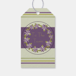 Paarse Floral en groen Cadeaulabel