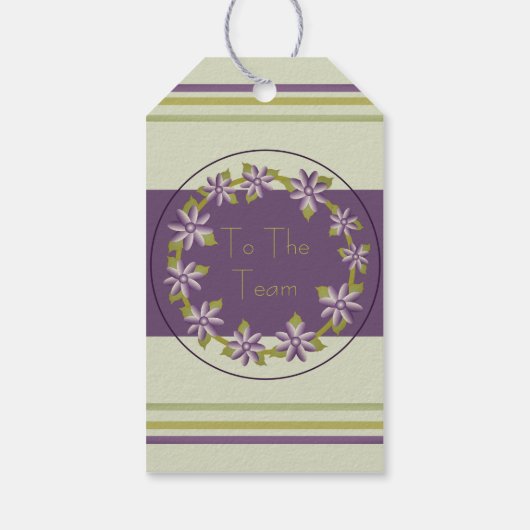 Paarse Floral en groen Cadeaulabel (Achterkant)