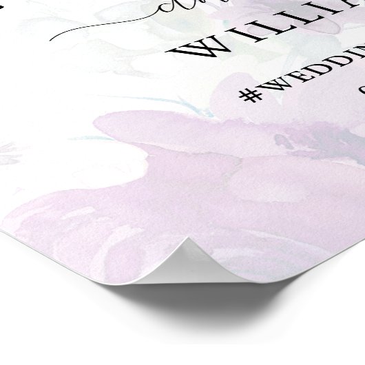 Paarse Floral en kalligrafie Welkomstteken Poster (Hoek)