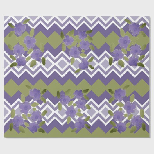 Paarse Floral en Modern Patterned Gift Wrap Cadeaupapier (Vlak)