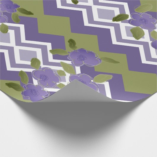 Paarse Floral en Modern Patterned Gift Wrap Cadeaupapier (Hoek)