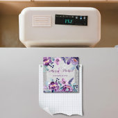 Paarse Floral en Silver Glitter Magneet