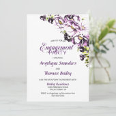 Paarse Floral Engagement Party Kaart (Staand voorkant)