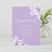 Paarse Floral Engagement Party Kaart (Staand voorkant)
