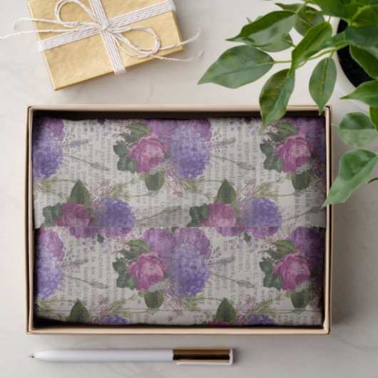 Paarse Floral Ephemera Tissuepapier (Geschenk)