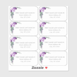 Paarse Floral Eucalyptus Weddenschap Adres Sticker