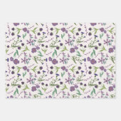 Paarse Floral Feminine Waterverf Inpakpapier Vel (Voorkant)
