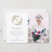 Paarse Floral First Heilige Communauteit Foto Bedankkaart (Voorkant)