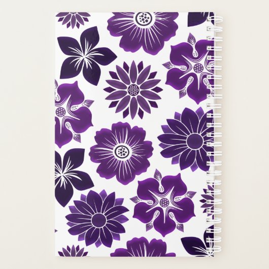 Paarse Floral Flowers Pattern Persoonlijke naam Planner (Achterkant)