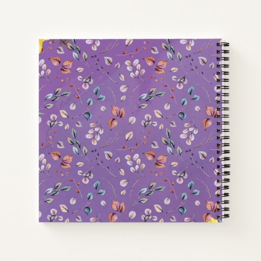 Paarse Floral Foto Collage Weddenschap Notitieboek (Achterkant)