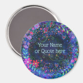 Paarse Floral Fun, pas je eigen inspirativiteit aa Magneet (Voorkant / Achterkant)