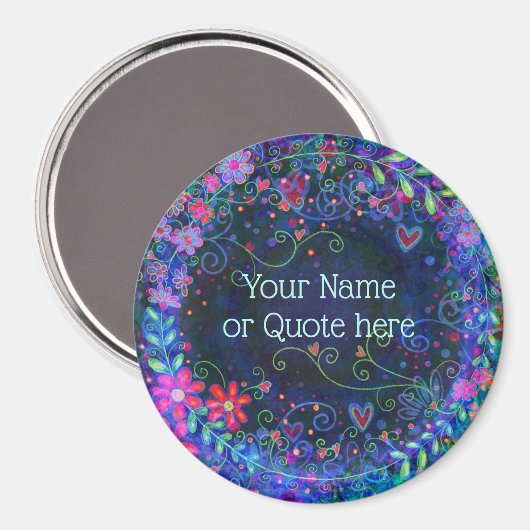 Paarse Floral Fun, pas je eigen inspirativiteit aa Magneet (Voorkant / Achterkant)