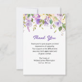 Paarse Floral Funeral Dank u Bedankkaart (Voorkant)