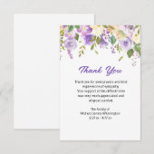 Paarse Floral Funeral Dank u Bedankkaart (Voorkant / Achterkant)