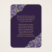 Paarse Floral Funeral Prayer Kaart (Achterkant)