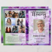 Paarse Floral Funeral Programme sjabloon (Voorkant / Achterkant)