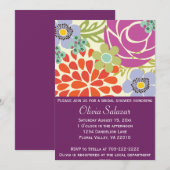 Paarse Floral Garden Bridal Shower Kaart (Voorkant / Achterkant)