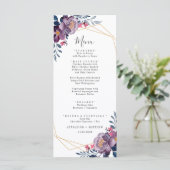 Paarse Floral Geometric Botanical Modern Weddensch Menu (Staand voorkant)