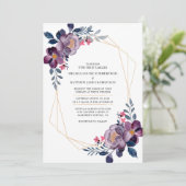 Paarse Floral Geometric Botanical Weddenschap Kaart (Staand voorkant)