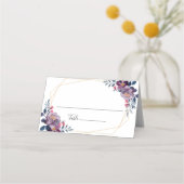 Paarse Floral Geometric Botanical Weddenschap Plaatskaartje (Voorkant)