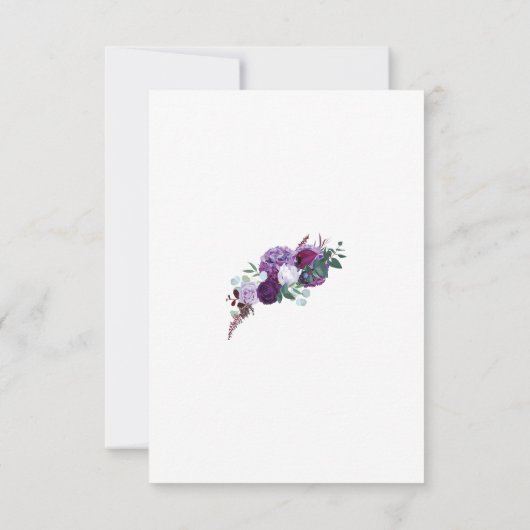 Paarse Floral Geometric Botanical Weddenschap RSVP Kaartje (Achterkant)