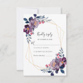 Paarse Floral Geometric Botanical Weddenschap RSVP Kaartje (Voorkant)