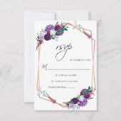 Paarse Floral Geometric Botanical Weddenschap RSVP Kaartje (Voorkant)